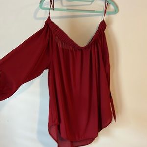 Maroon express off shoulder long sleeve